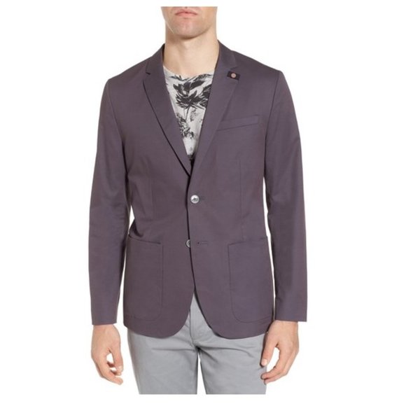 NWT Ted Baker Men's Cliford Piece-Dyed Cotton Blazer Light Gray 40R $495 C858